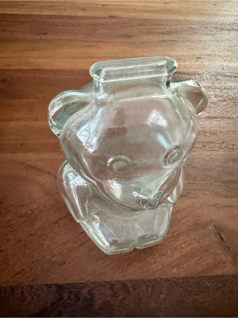 Vintage Glass Teddy Bear Piggy Bank ~6” 1970's Classic Baby Gift! Anchor Hocking
